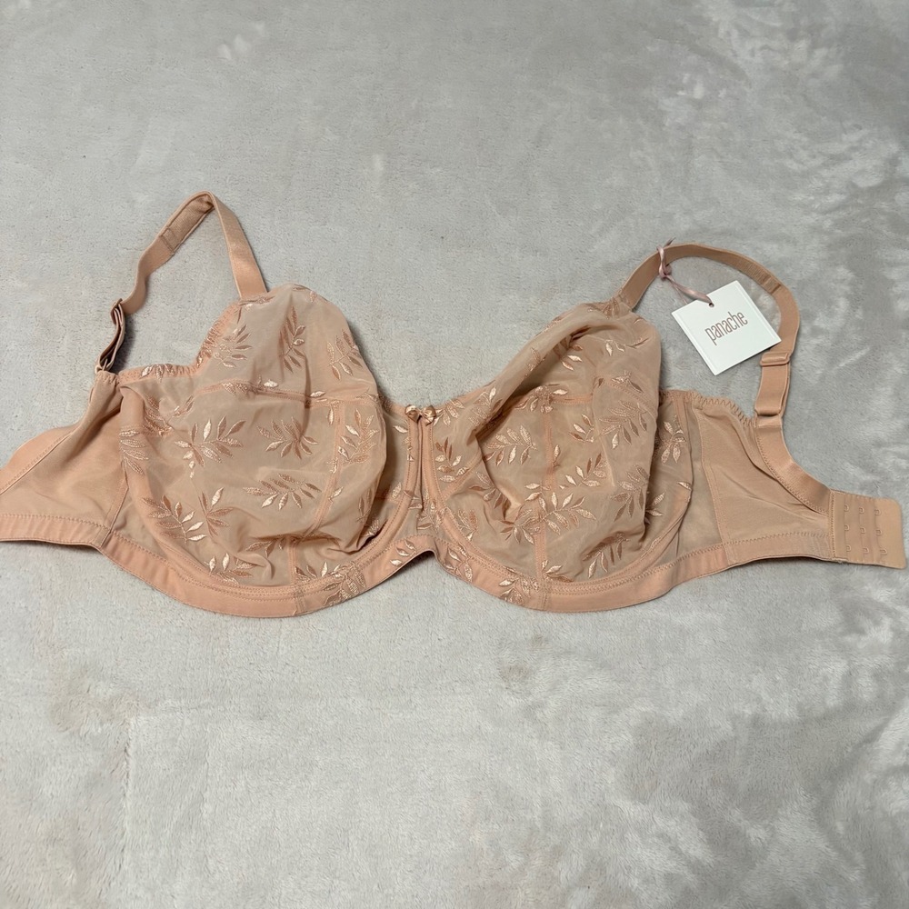 Panache Tango Balcony Bra Womens Honey size 32K Embroidered Mesh Underwire 3251